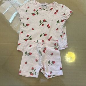 Old Navy Kids Strawberry Print Pajama Set - Pink